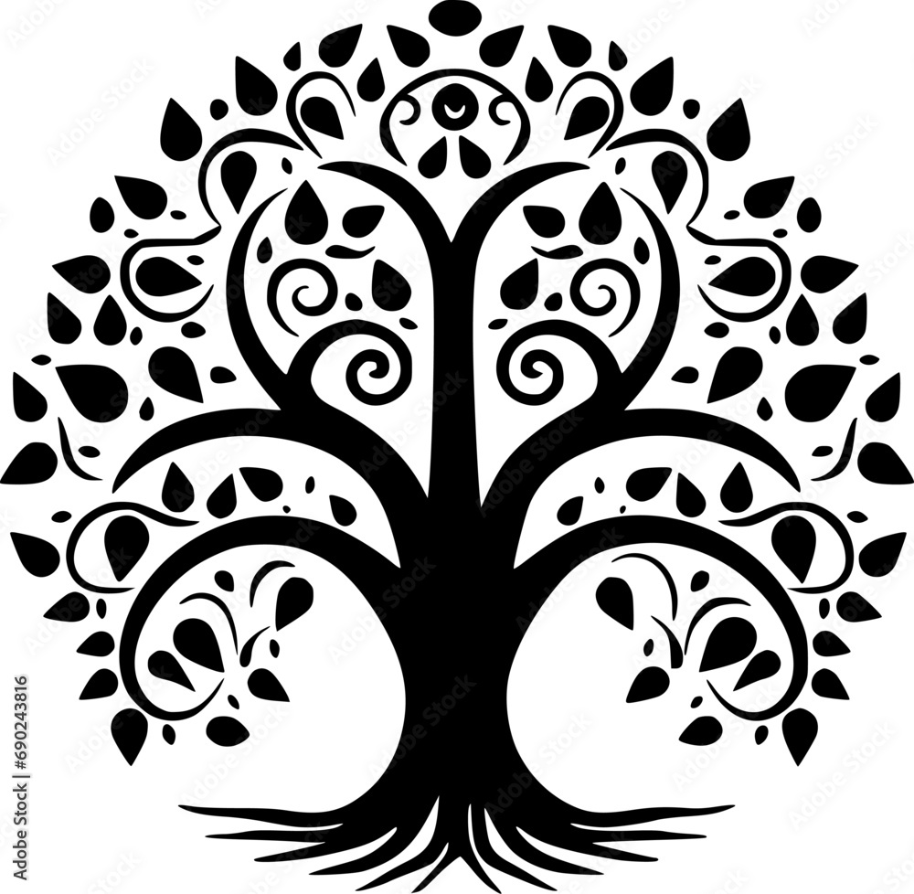 Tree - Black and White Isolated Icon - Vector illustration Tree - Black and White Isolated Icon - Vector illustration