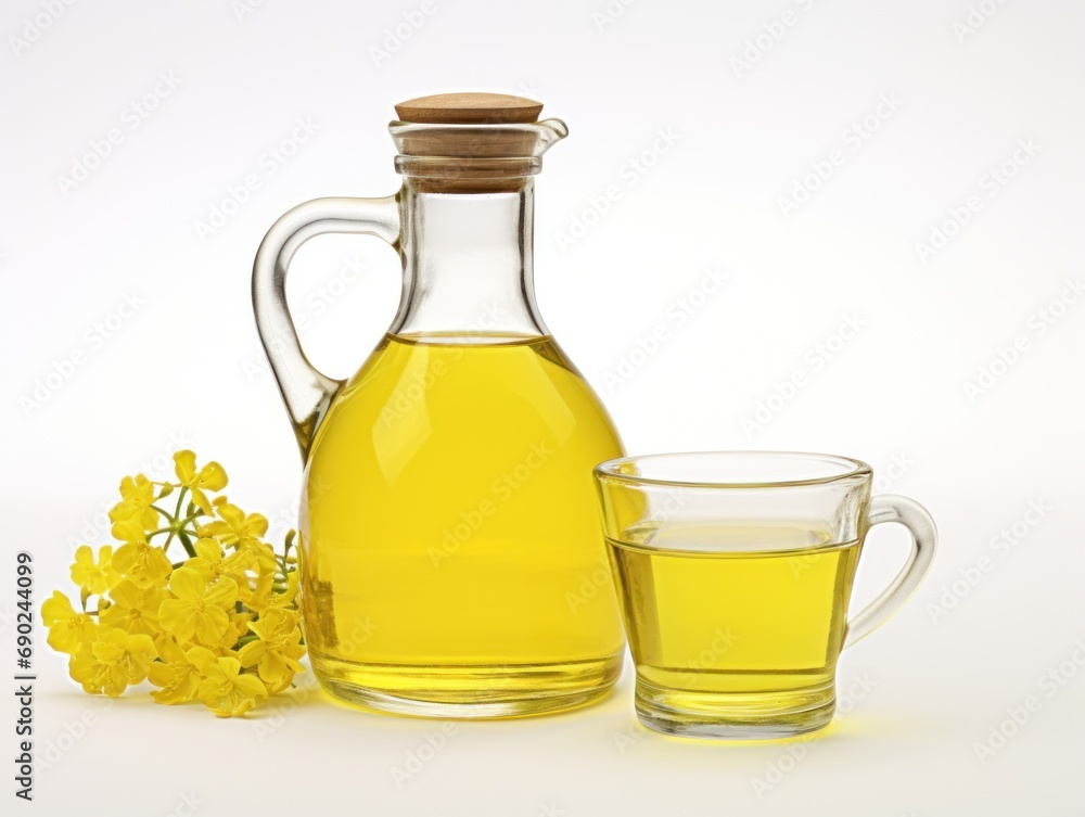 Canola oil isolated on white background Canola oil isolated on white background