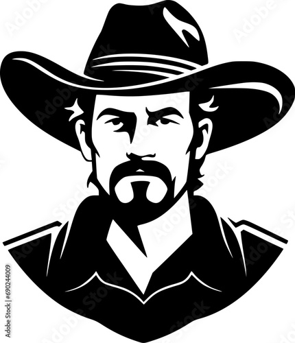 Western - Black and White Isolated Icon - Vector illustration