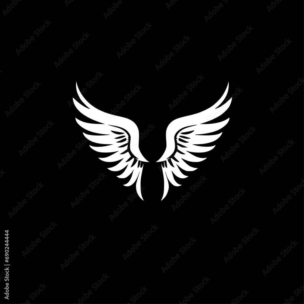 Obraz premium Angel Wings | Black and White Vector illustration
