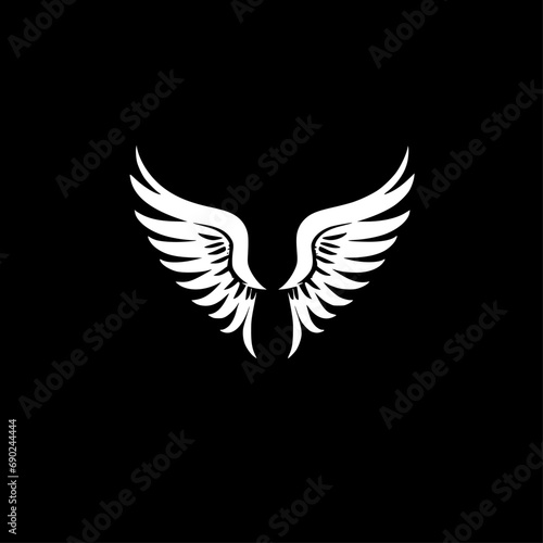 Angel Wings   Black and White Vector illustration © CreativeOasis