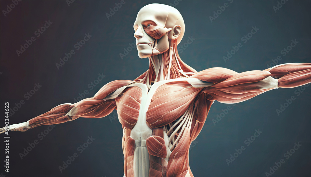 Visual Exploration of the Muscular System of Human Anatomy. Generative AI - obrazy, fototapety, plakaty 