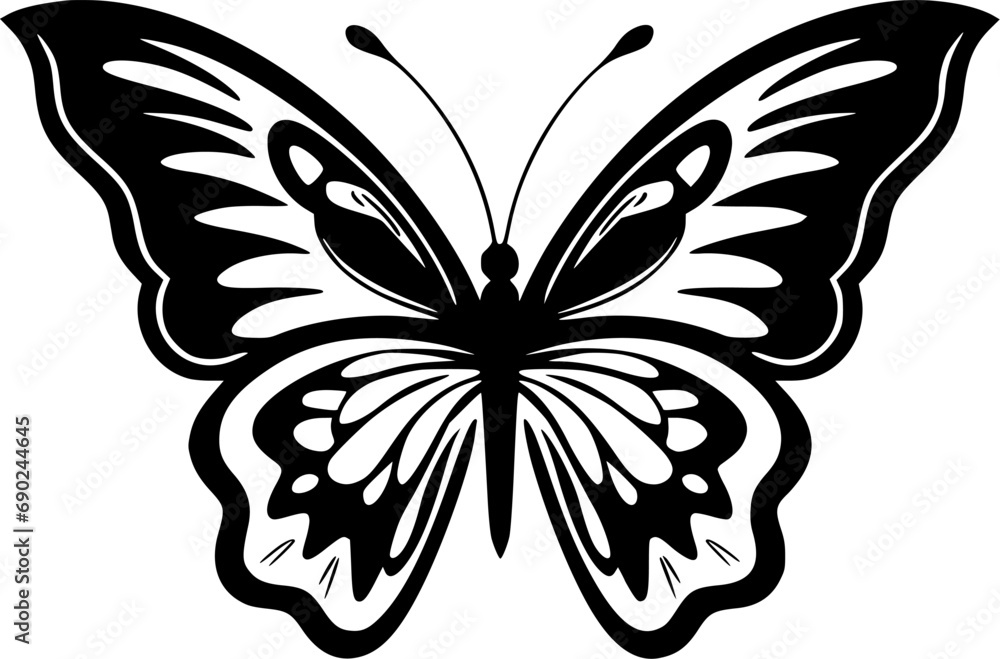 Butterfly - Black and White Isolated Icon - Vector illustration Butterfly - Black and White Isolated Icon - Vector illustration