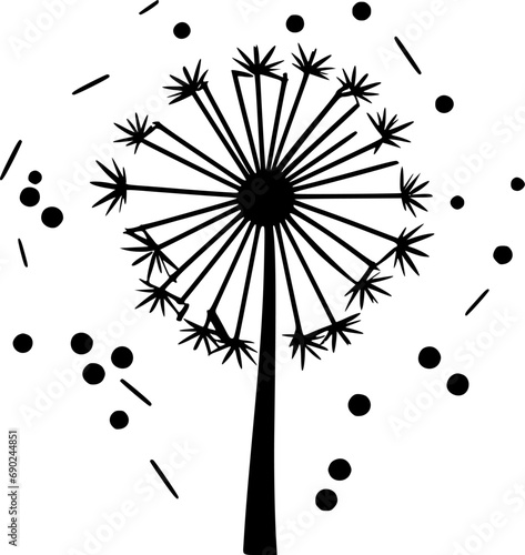 Dandelion | Black and White Vector illustration