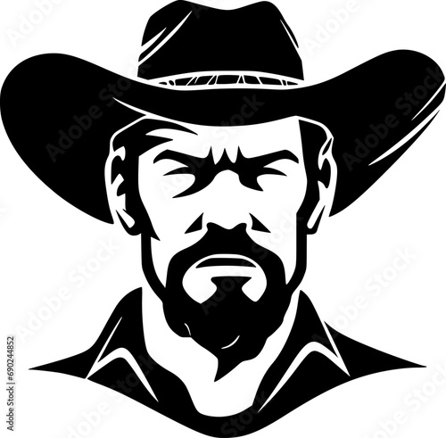 Cowboy - Black and White Isolated Icon - Vector illustration