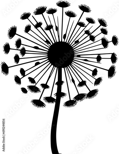 Dandelion | Black and White Vector illustration