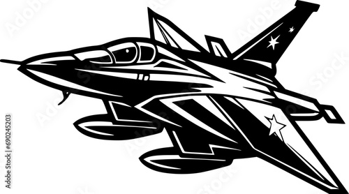 Fighter Jet | Black and White Vector illustration