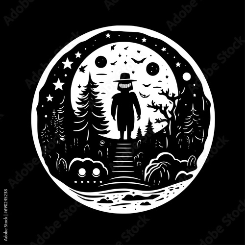Fantasy - Black and White Isolated Icon - Vector illustration