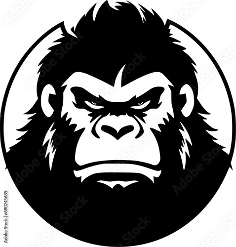 Gorilla - Black and White Isolated Icon - Vector illustration