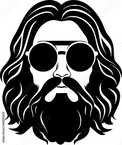 Hippy - Black and White Isolated Icon - Vector illustration