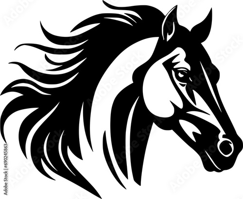 Horse | Black and White Vector illustration