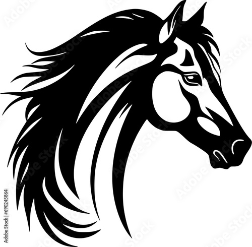 Horse - Black and White Isolated Icon - Vector illustration