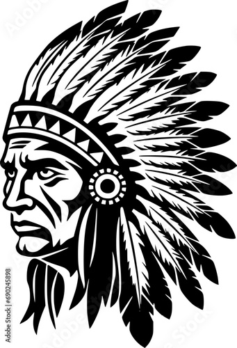 Indian Chief | Minimalist and Simple Silhouette - Vector illustration
