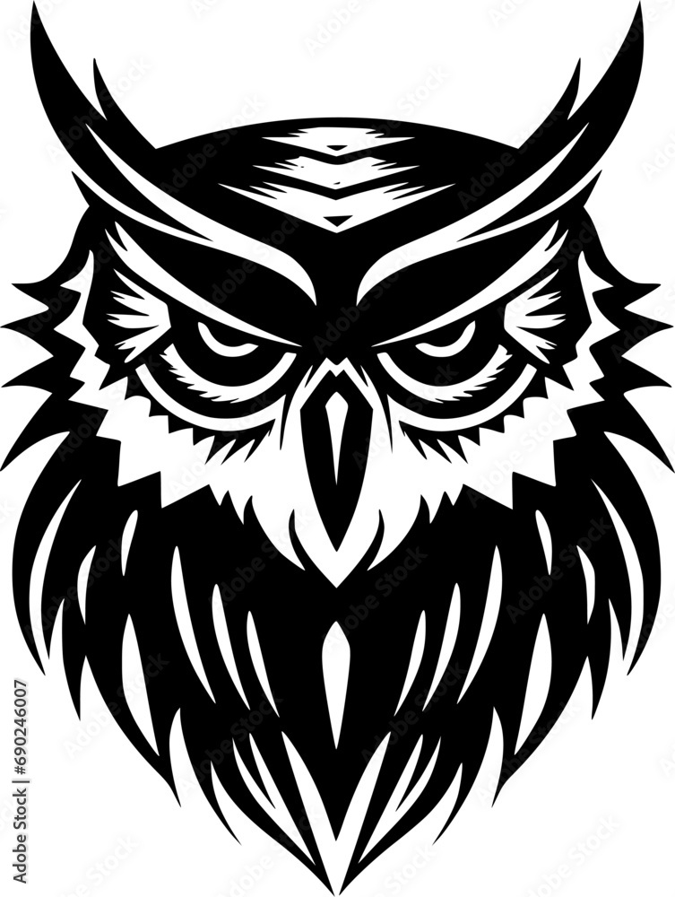 Owl - Black and White Isolated Icon - Vector illustration Owl - Black and White Isolated Icon - Vector illustration