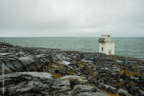 View of the Black Head Lighthouse on the Burren Coast of County Clare, Ireland