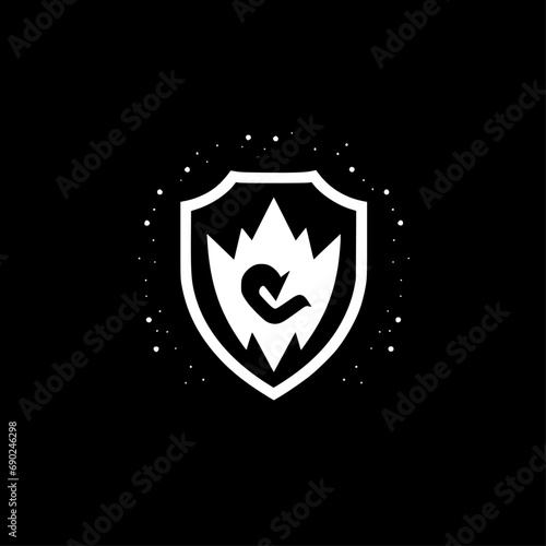 Shield - Black and White Isolated Icon - Vector illustration