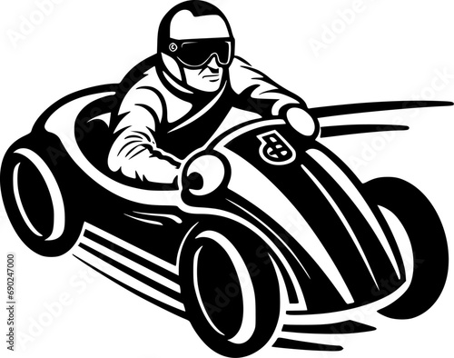 Racing - Black and White Isolated Icon - Vector illustration