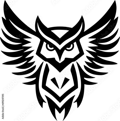 Owl   Black and White Vector illustration