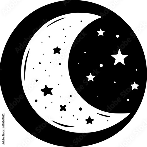 Moon - Black and White Isolated Icon - Vector illustration
