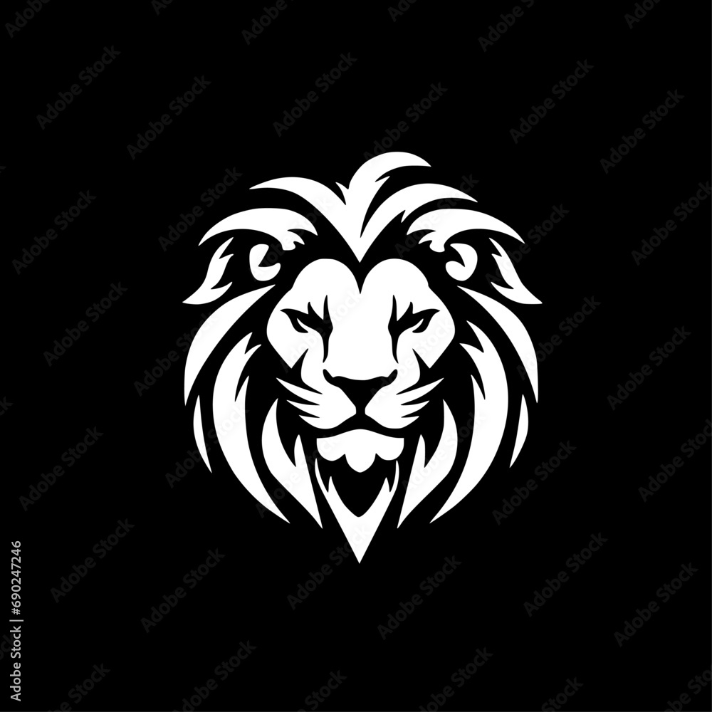 Fototapeta premium Lion - Black and White Isolated Icon - Vector illustration
