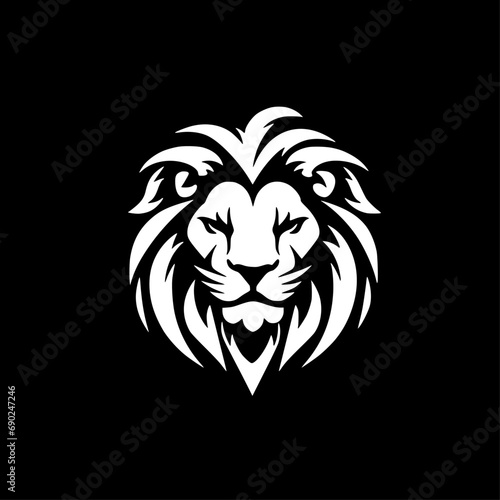 Lion - Black and White Isolated Icon - Vector illustration