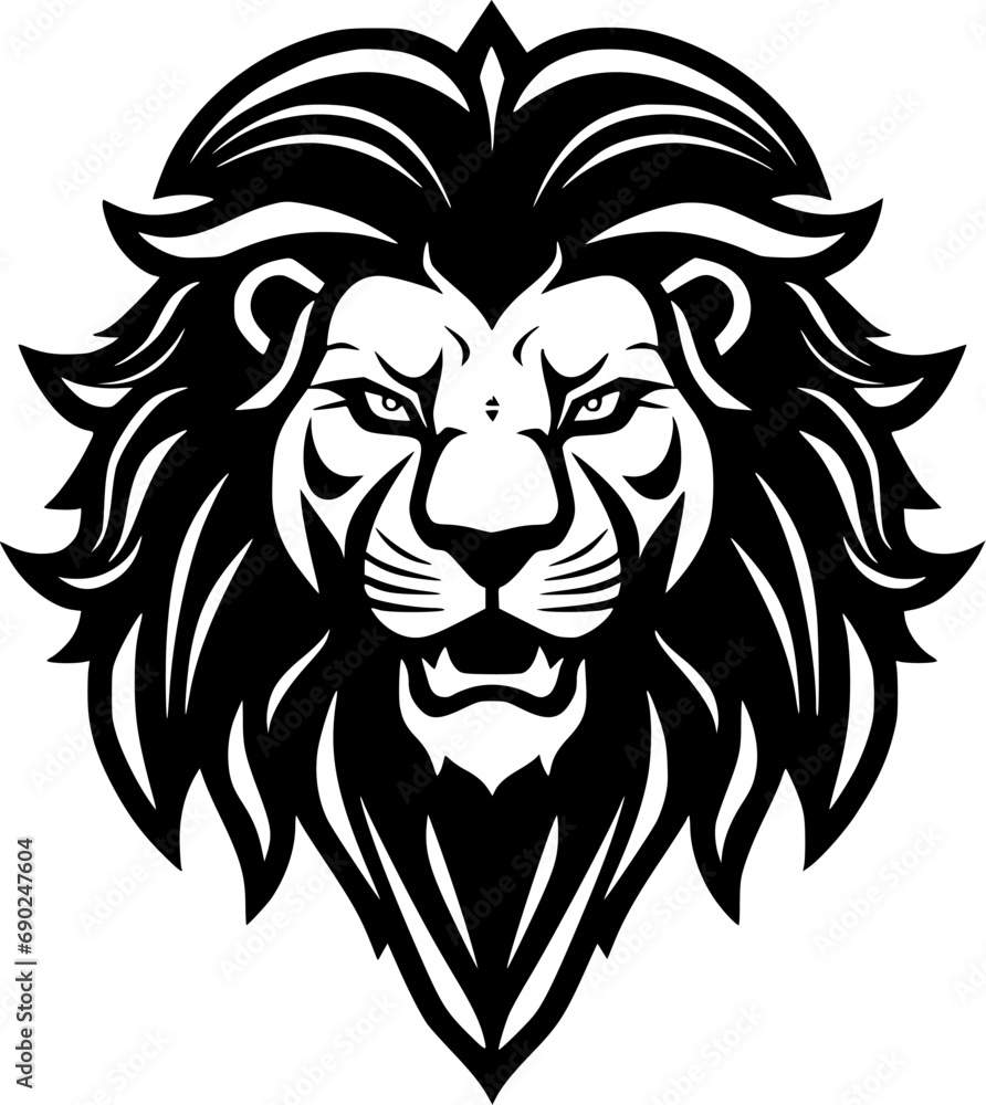 Lion - Black and White Isolated Icon - Vector illustration