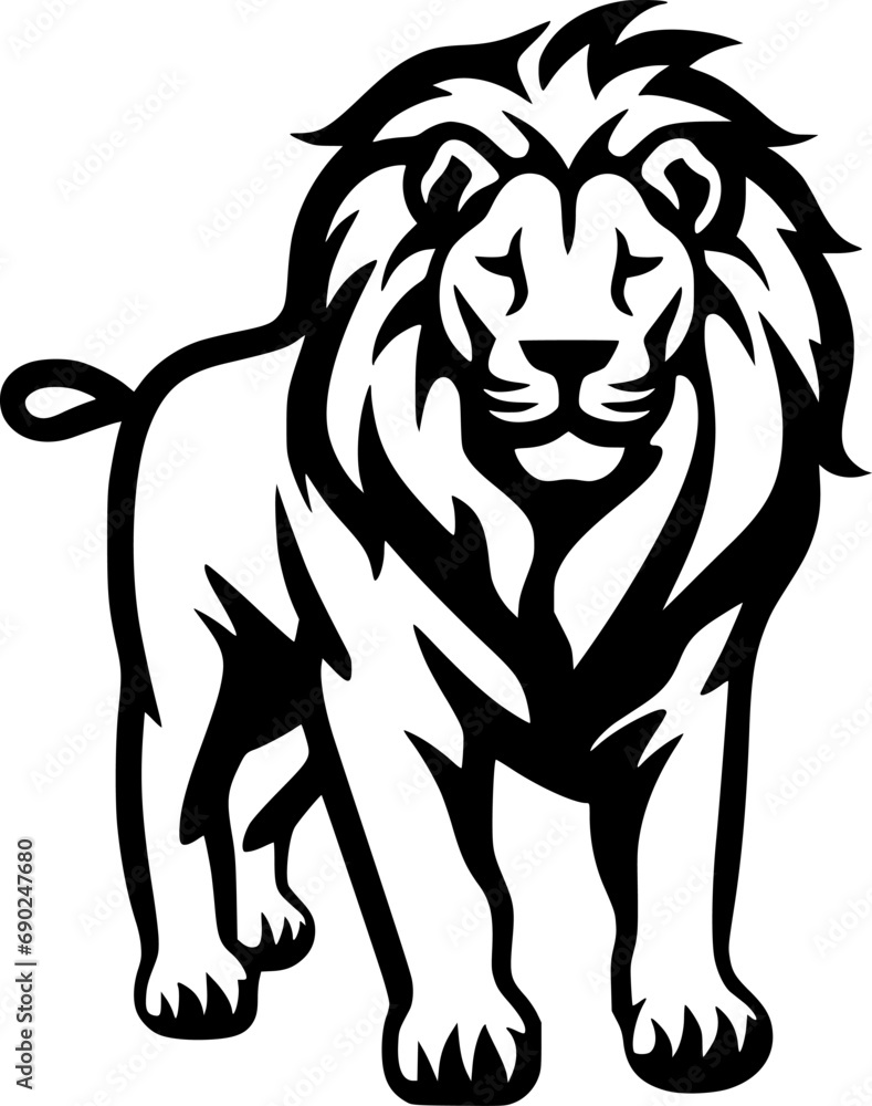 Fototapeta premium Lion - Black and White Isolated Icon - Vector illustration