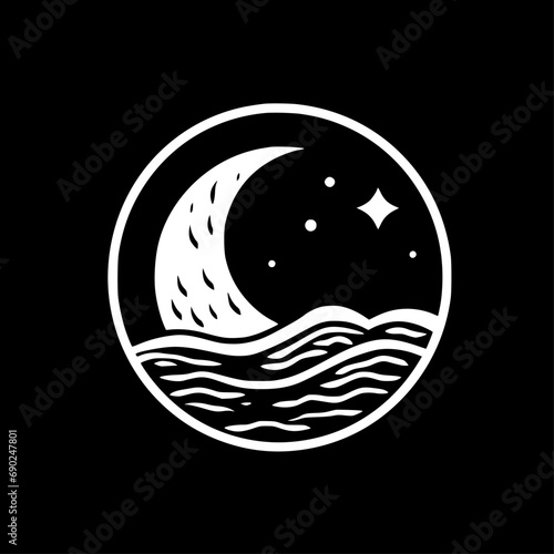 Moon | Black and White Vector illustration