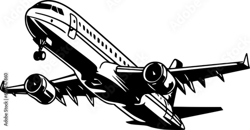 Plane | Black and White Vector illustration