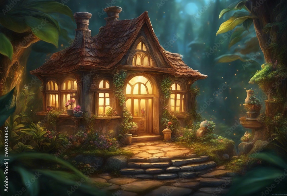 Illustration of a fantasy art house
