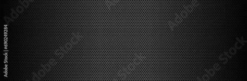Dark chrome metal mesh holes with gradient background. Geometric minimalistic and dark carbon stripes with minimal tracery design decorative vector ornament photo