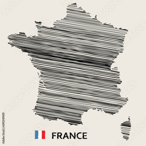 Map of France. Doodle illustration.