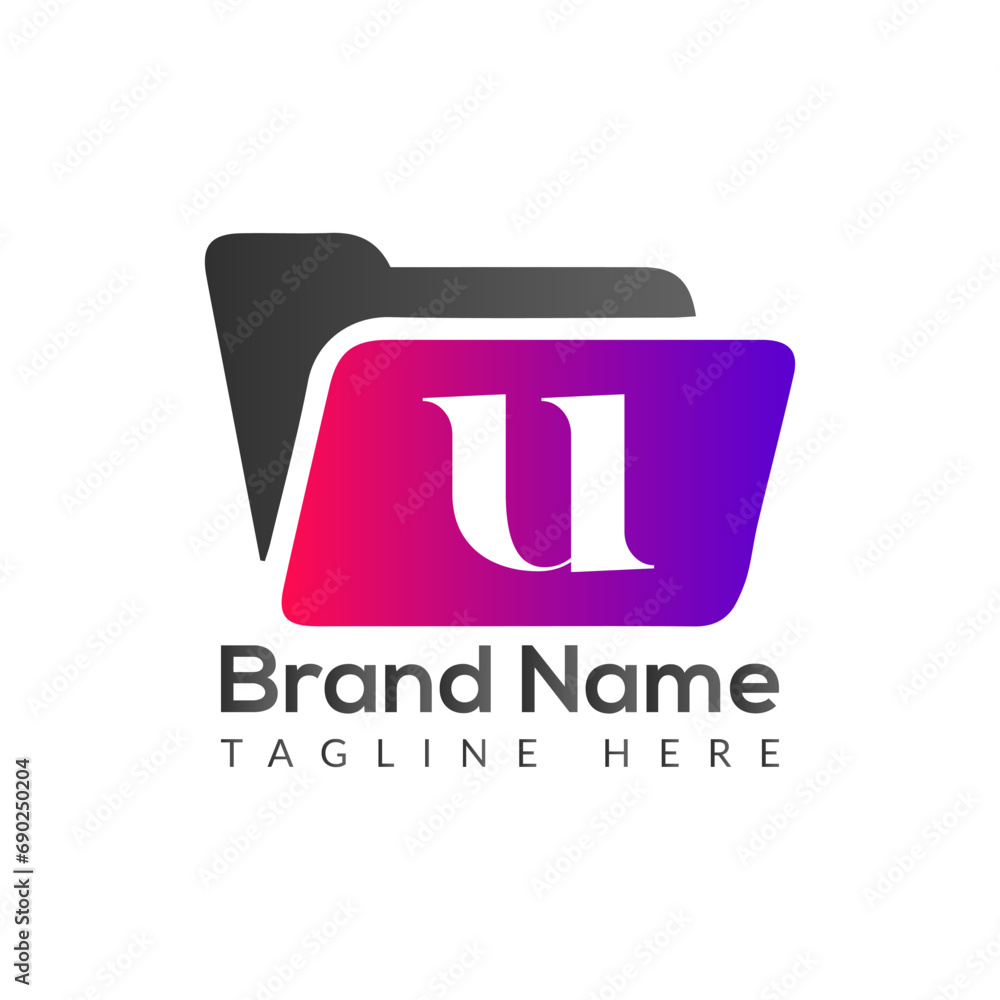 Obraz premium Abstract U letter modern initial lettermarks logo design 