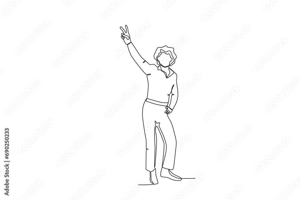 Single continuous line drawing of A man wearing retro clothes from the 70_s. that 70 year style. Minimalism concept one line draw graphic design vector illustration.
Single continuous line drawing of A man wearing retro clothes from the 70_s. that 70 year style. Minimalism concept one line draw graphic design vector illustration.