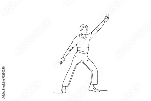 Single continuous line drawing of A man wearing retro clothes from the 70_s. that 70 year style. Minimalism concept one line draw graphic design vector illustration. 