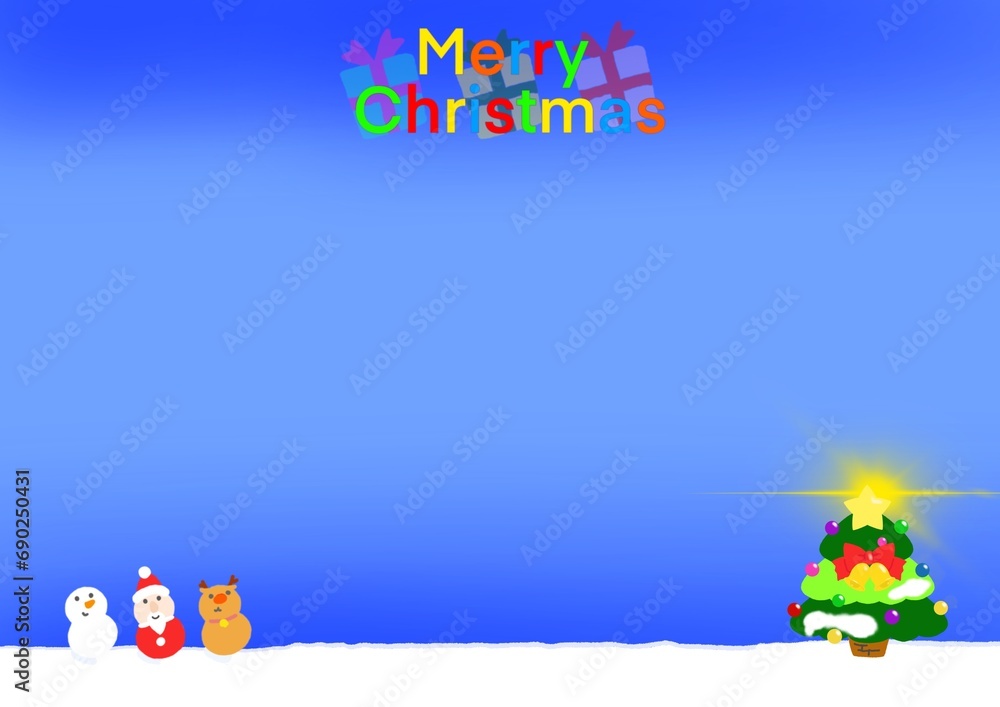 Obraz premium 雪だるまのクリスマスカード