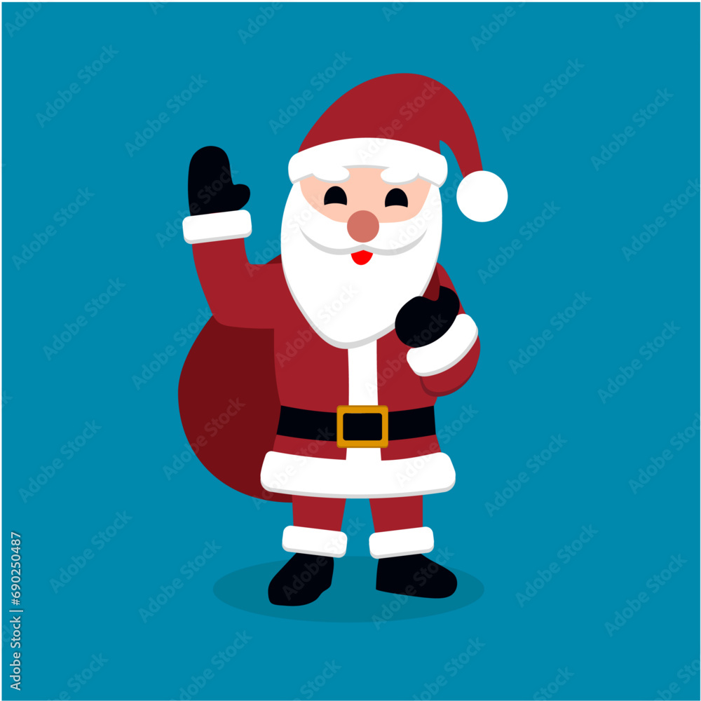 Santa with gift bags. Christmas day. Blue background. Vector,for design,cartoon Santa with gift bags. Christmas day. Blue background. Vector,for design,cartoon