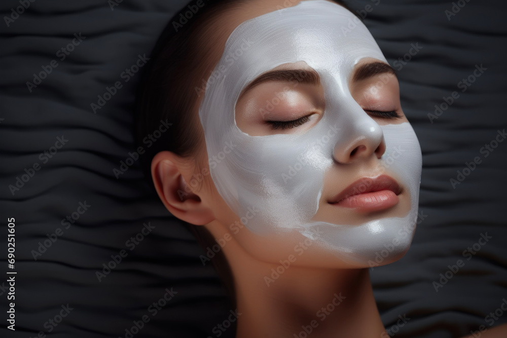 Girl with a mask of healing clay on her face in a spa salon
Girl with a mask of healing clay on her face in a spa salon
