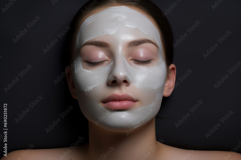 Girl with a mask of healing clay on her face in a spa salon
Girl with a mask of healing clay on her face in a spa salon