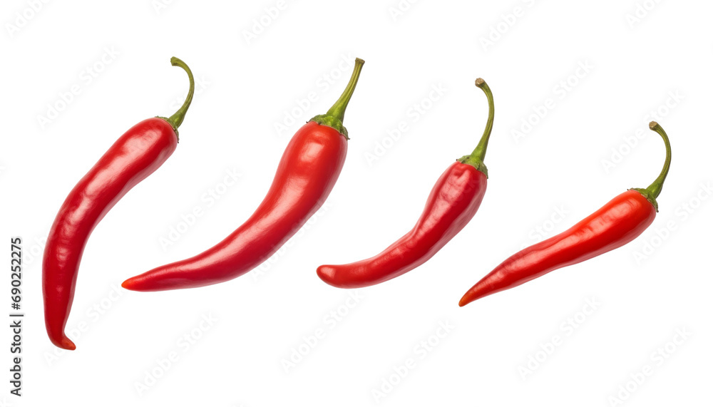 red hot chili peppers isolated on transparent background cutout
