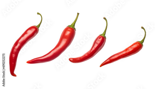 red hot chili peppers isolated on transparent background cutout