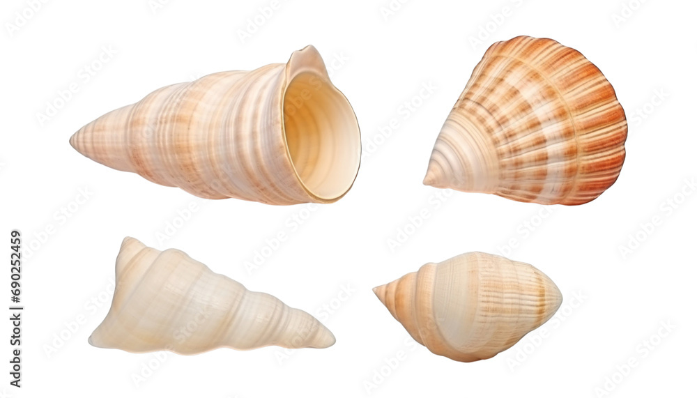 seashells isolated on transparent background cutout