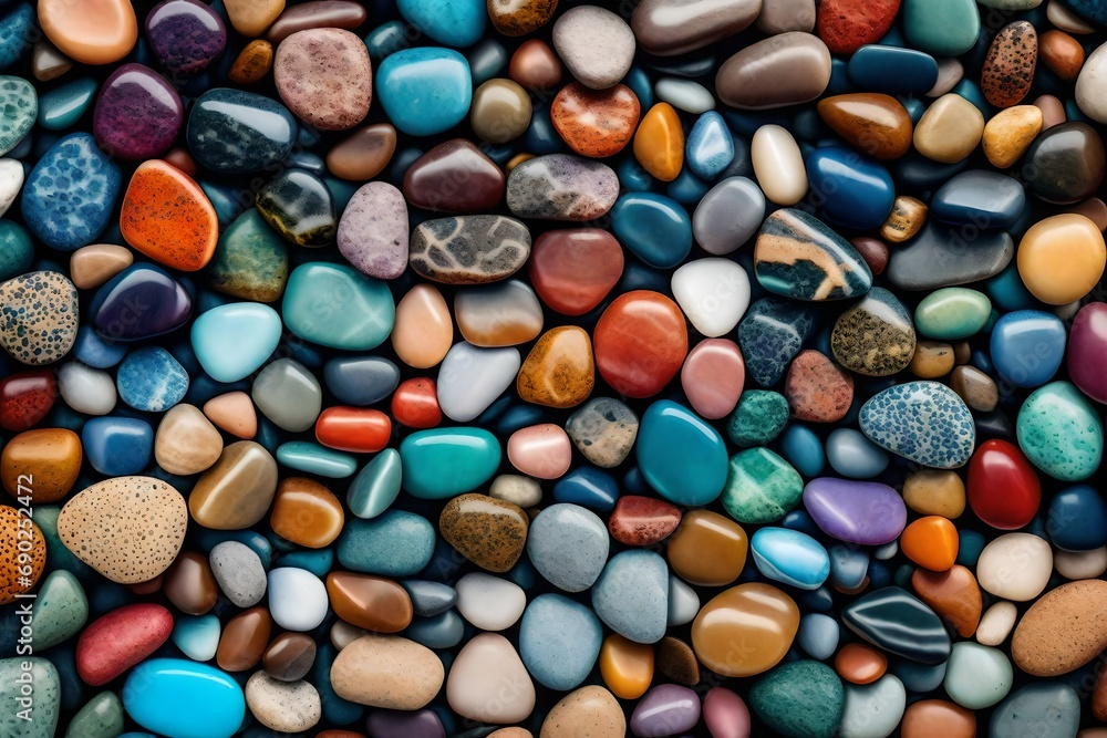 Trendy colorful small sea stone pebble background - AI Generative Trendy colorful small sea stone pebble background - AI Generative