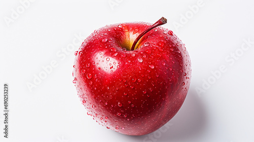 Ripe Apple Isolation: Single Red Apple Set Against a Clean White Surface. Crafted by Generative AI