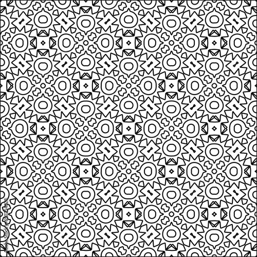  Black lines on white background. Wallpaper with figures from lines. Abstract patterns. Black pattern for web page, textures, card, poster, fabric, textile. Monochrome design. 