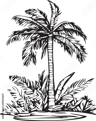 Arty palm tree island silhouette
