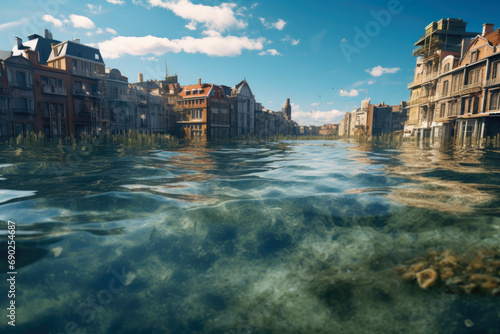 Rising Tides: A City Engulfed by the Sea