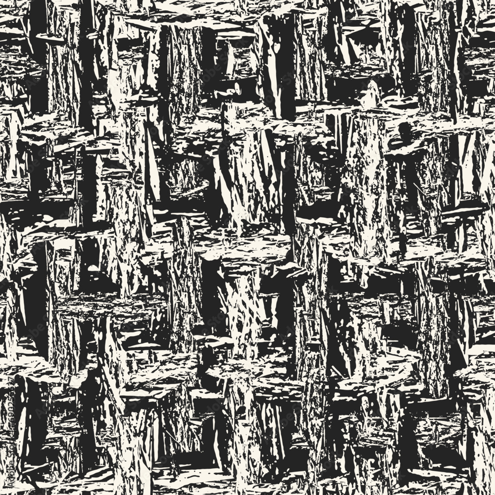 Monochrome Wood Grain Broken Textured Pattern 