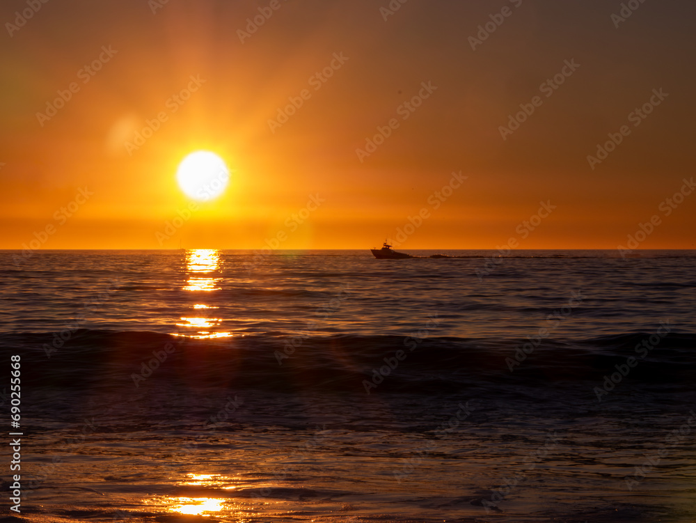 Beautiful Sunset Over the Pacific Ocean, Scenic Beach in California 09