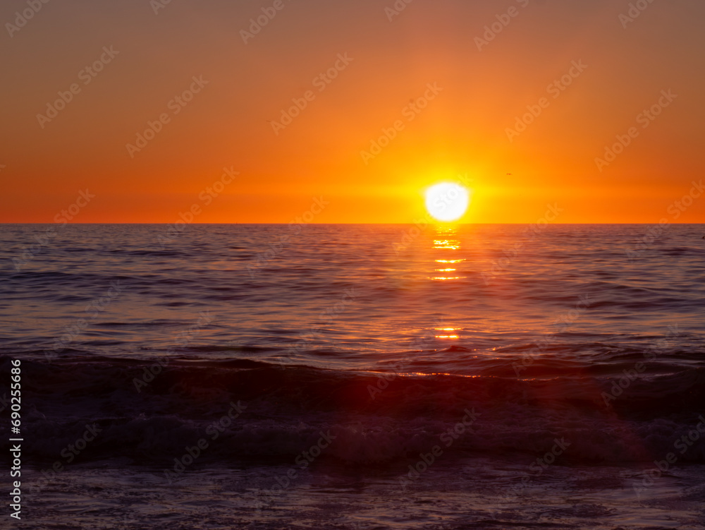 Beautiful Sunset Over the Pacific Ocean, Scenic Beach in California 08